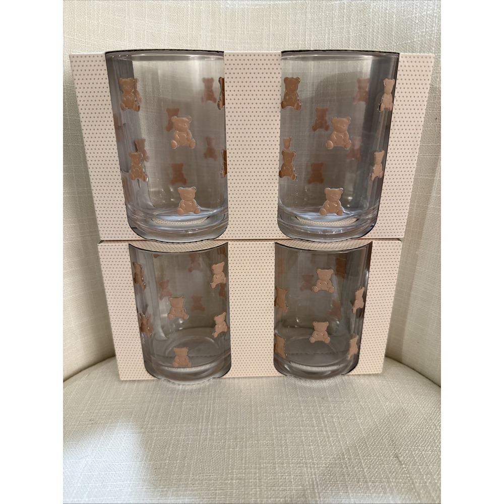Cupcakes And Cashmere At Home Set Of 4 Acrylic Drinkware With Teddy Bears